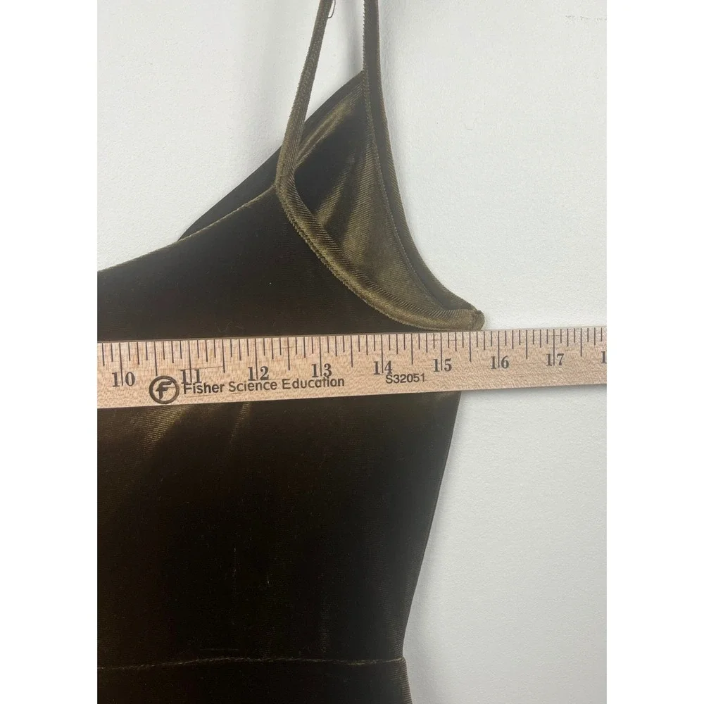 Just Taylor Olive Green Velvet Cowl Neck Maxi Dress Spaghetti Strap Size 2